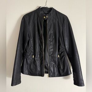 Baccini Black Leather Zip-Up Jacket